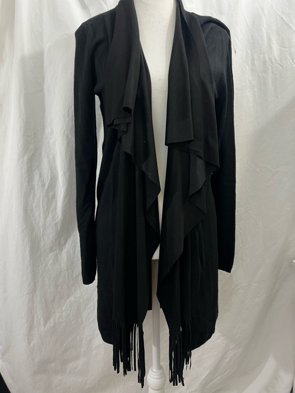 RUDSAK Black Draped Fringe Open-Front Cardigan
